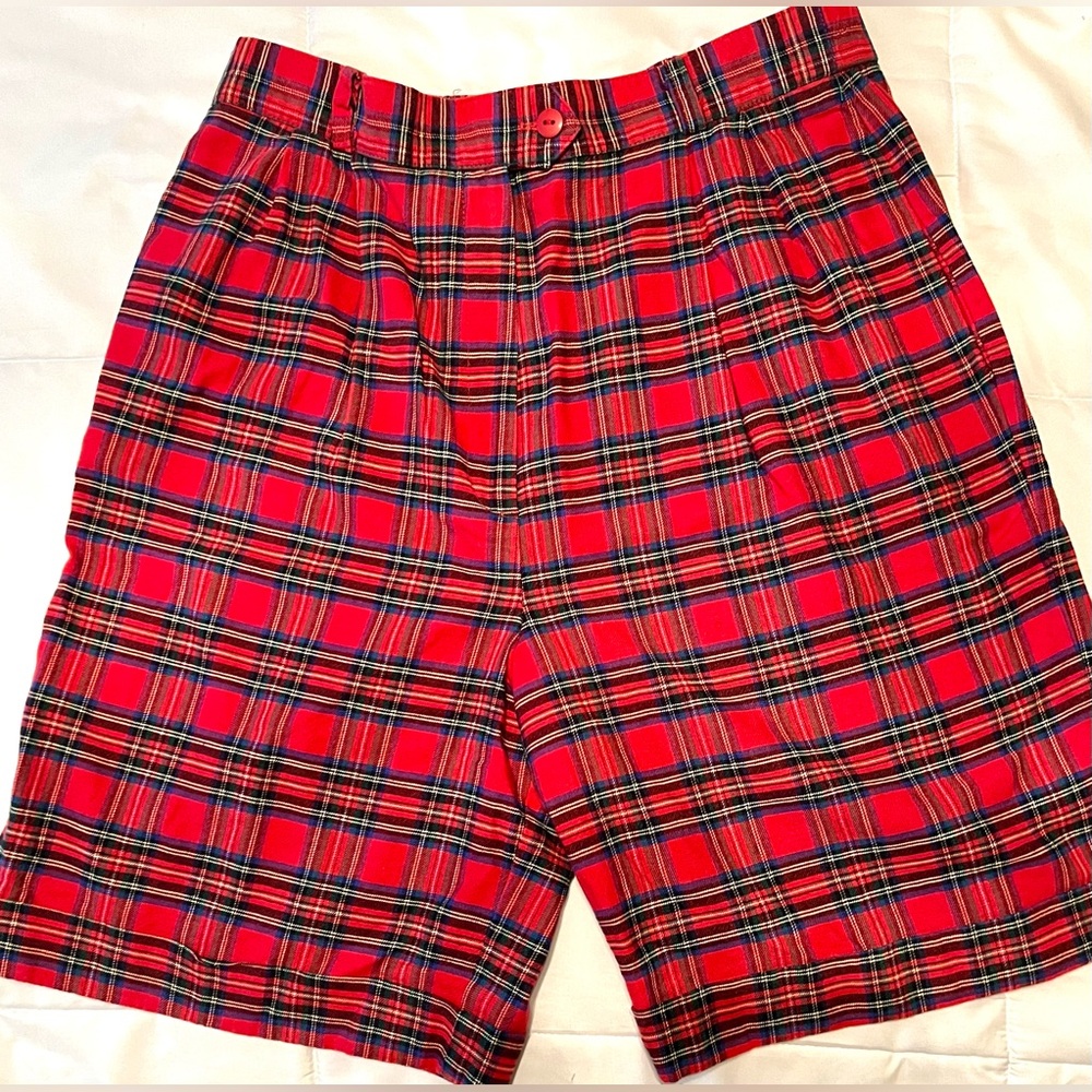 Vintage‎ Retro Signatures by Northern Isles Red Plaid Casual Shorts-Size 8